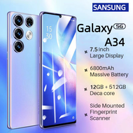 Samsung Galaxy A34 โทรศัพท์มือถือ Android 4G/5G 58MP หน้าจอ 7.5 นิ้ว 12GB + 512GB หน่วยความจำขนาดใหญ่ความจุขนาดใหญ่ 6800mAh แบตเตอรี่โทรศัพท์มือถือ