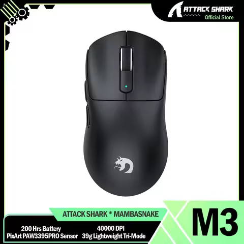 ATTACK SHARK * MAMBASNAKE M3 39g SUPERLIGHT Mouse, PixArt PAW3395PRO Gaming Sensor, 6 Adjustable DPI