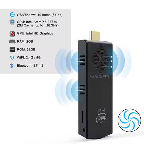 T5 PRO Mini PC Windows 10 Licenced Intel Atom Z8350 1.44GHz 4GB DDR4 64GB 5G WIFI Micro Computer Lin