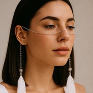 Hot-Selling Feather Face Chain for Women, Unique Design, Hanging Ear Tassel Face Chain, Stage Perfor