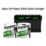 GOX 8 Slot LCD NiMH Charger(Black) With Energizer AA/AAA 1.2V Rechargeable Battery