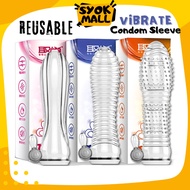 Reusable Vibrate Crystal Condom Sarung Zakar Dick Sleeve Men Weapon Delay Spike Kondom Duri Getar Se