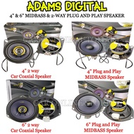 ADAMS DIGITAL 4"/6" inch 2 Way Coaxial Plug and Play/MIDBASS Speaker for Perodua Myvi/ Axia/ Viva/ Alza/ Bezza/ Aruz