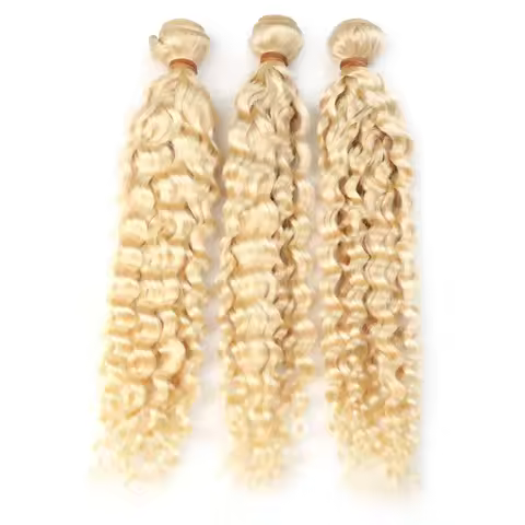 28 30 32 Inches Deep Wave 613 Honey Blonde Color Bundles Remy Brazilian Human Hair Extensions Loose 