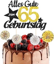 ALEGRE® Cake Decoration 65th Birthday Man Woman, Pack of 5 Cake Decoration Birthday 65, Cake Decorat