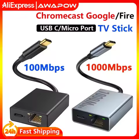Electop Ethernet Adapter for Chromecast 4K Google TV USBC Type-C to 1000Mbps Network Card for Smartp