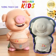 Plaster Statue of Big Belly Pig, Large Size, 19cm Height, MERRY KIDS Plaster Statue