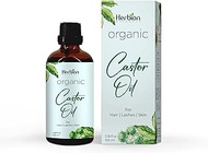 Organic Castor Oil (3.3 oz) USDA Certified, 100% Pure, Cold Pressed, Hexane-Free. Boosts Growth of Hair, Lashes, Eyebrows. Skin Moisturizer &amp; Hair Treatment. Glass Bottle, Dropper Included in Pack