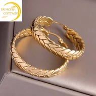 saudi gold 18k pawnable legit pure gold simple woven earrings women's niche design light luxury temperament fashion jewelry