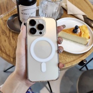 Transparen Magnetic Silicone Phone Case For iPhone 16/15/14/13/12/11/ Pro Max Plus mini XS Max XR 7+