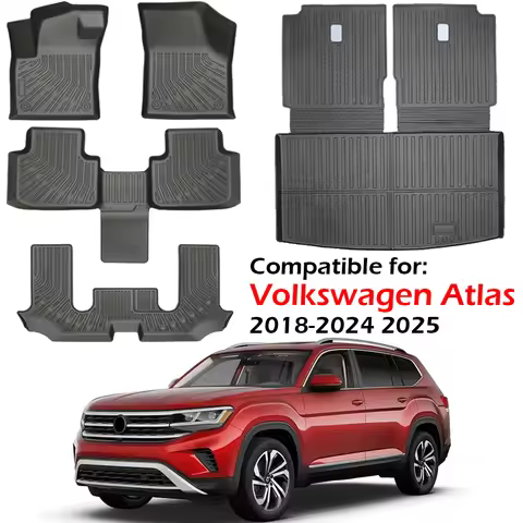 Floor Mats for Volkswagen Atlas VW Atlas 6/7 Seats All Weather TPE Cargo Mat with Backrest Mats Floo