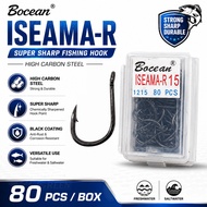BOCEAN ISEAMA RING HOOK 80pcs/Box Matakail Pancing Alat Pancing Carbon Hook Fishing Mata Kail Iseama