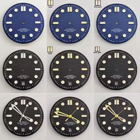 31mm NH35 dial 6 o'clock date dial custom logo watch accessories black blue gold rose gold index