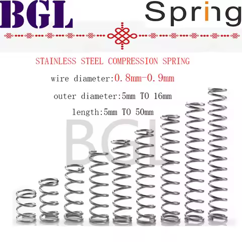 10-20pcs/lot 0.8mm、0.9mm Stainless Steel Micro Small Compression spring OD 5mm to 16mm length 5mm to