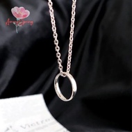 AmongSpring> Fashion Ring Pendant Necklace Metal Silver Color Couple Chain Necklaces Men Women Hip H