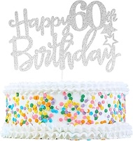 Silver Tone 60th Birthday Cake Topper Cake Topper Decoration Accessories