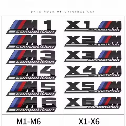 kkk Glossy Black COMPETITION Bar Underlined Emblem BMW Thunder Edition M1 M2 M3 M4 M5 M6 M7 M8 X3M X