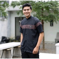 PUTIH PRIA Koko Shirt For Men, Batik Combination, Short Sleeve Koko Shirt, White Color