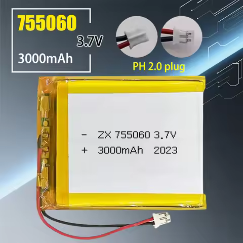 755060 Battery 3.7V 3000mAh Lithium Polymer Battery Lipo Li-Polymer Cells for Power Bank Tablet PCs 