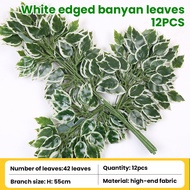 Daun Ficus tiruan cabang Ficus plastik yang direkatkan tanaman hijau Ginkgo biloba daun maple merah 