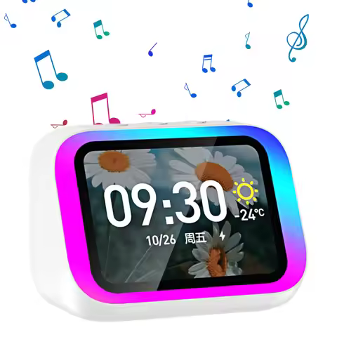 Smart Speaker Voice Assistant Portable BT Speaker Alarm Clock Home Speaker with RGB Lights