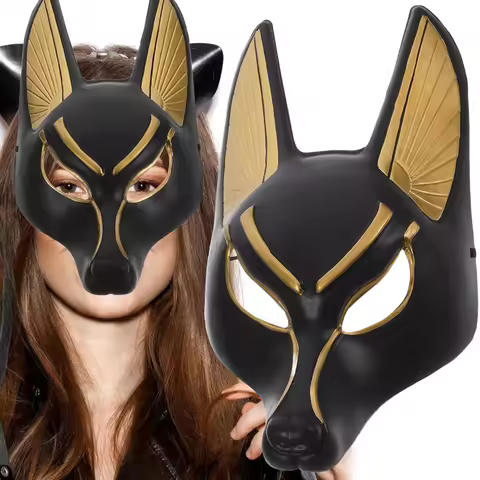 Retro Halloween Mask Cosplay Props Anubis Mask Man Miss Halloween Decor Plastic Festival Party Props