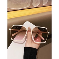 Versi Korean Temperament Logam Separuh Bingkai Cermin Mata Hitam Wanita Bulat MukainsAngin Jalan Gambar Jalan Cermin Mat