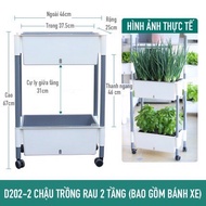 Chậu trồng rau thông minh tự dưỡng 2 tầng 3 tầng Oliz-D202. Có chức tự tưới nước cho câycó bánh xe d