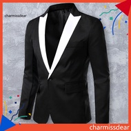CHA Spring Autumn Men Blazer Color Block Long Sleeve Turndown Collar One Button Slim Suit Jacket for Office