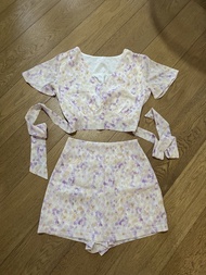 Air space 花花crop top x裙褲套裝set