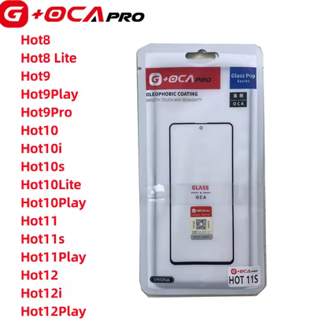 10x(Oleophobic Coating) Screen Touch Glass+OCA For Infinix Tecno Hot 6 6X 7 7PRO 8 9PLAY 10i 10s 11 