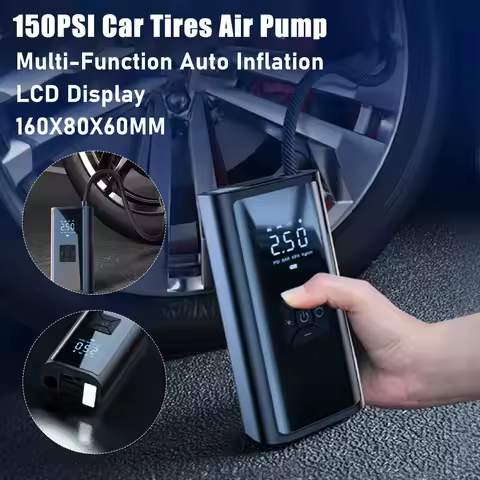 150PSI Electric Tire Pump With LED Light Portable Wireless Air Pump Air Compressor Electric Car Infl
