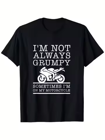 Men's "Not Always Grumpy" Motorcycle T-Shirt - 100% Cotton, Relaxed Fit, Machine Washable, Great Chr