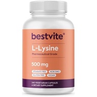 BESTVITE Filler-Free L-Lysine 500mg (240 Veg Capsules) - Vegan - No Stearates or Fillers - Non GMO -