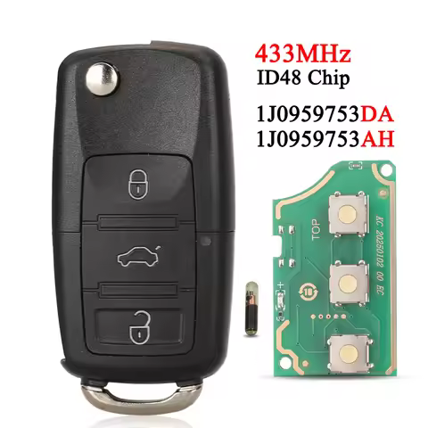 jingyuqin 1J0 959 753 DA/ AH Flip Car Remote Key id48 For VW Beetle Bora Golf Passat Polo Skoda Fabi