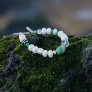 天然石珍珠手链 白水晶 绿松石 淡水珍珠 玛瑙 原创手作手链