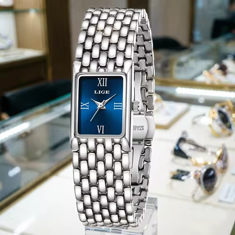 LIGE 2026 Women's Watch Fashion Retro Ladies Watch Waterproof Quartz Watch Simple Temperament Versat