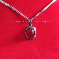 Kalung liontin bahan monel batu akik Red baron pacitan 100% natural asli alam (N)