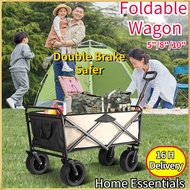 【🇲🇾Ready Stock】Outdoor Trolley Wagon brake 5"/8"/10" BIG Foldable Cart Beach portable Shopping Campi