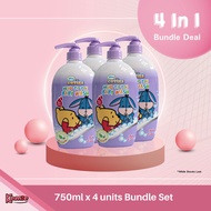 Disney Cuties Head To Toe Baby Wash 750ML 4 in 1 Bundle Value Set - Baby Bedtime Purple Colour For K