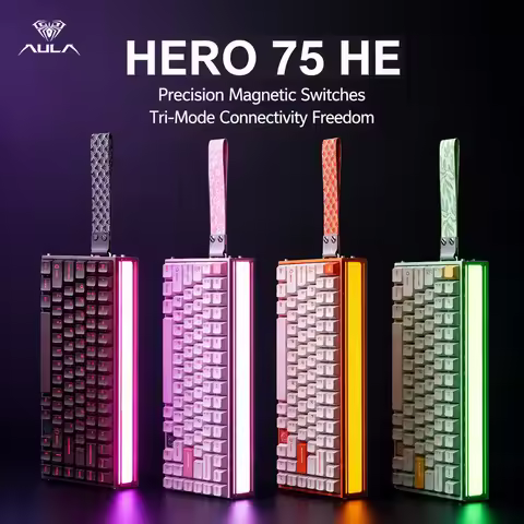AULA HERO 75 HE Hall Effect Gaming Keyboard 8K Rapid Trigger RGB Neon Light Box Hot Swap 75% Mechani