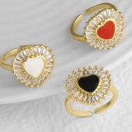 CZ Crystal Heart Statement Rings for Women Enamel Red Heart Valentines Rings Statement Jewelry rigs8