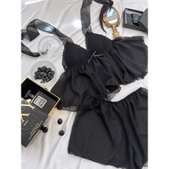 Hottrend women's pajamas see-through soft chiffon padded top