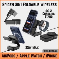 Spigen 3in1 Foldable Wireless Qi2.2 Charger Stand MagFit iphone 17 16 15 Apple Watch Airpods Fast Ch