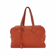 Hermes Victoria 35 對向拉鍊 單肩包Clemence(TC) 牛皮 銀扣 9M鮭魚色框 O刻