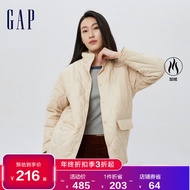 Gap女装冬季2022新款立领仿羊羔绒加绒宽松棉服884541加厚外套 奶白色 170/100A(L)