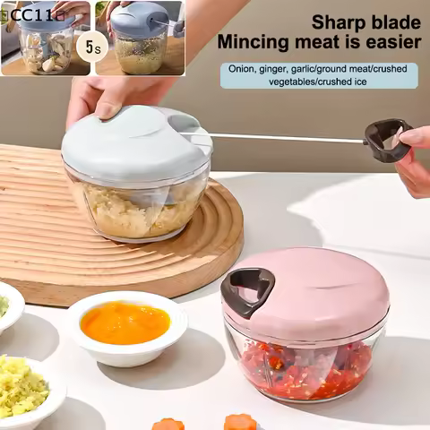 500/900ML Manual Meat Mincer Garlic Chopper Rotate Garlic Press Crusher Vegetable Onion Cutter Kitch