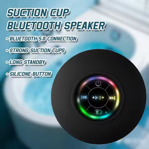 Bathroom IPX4 Waterproof Wireless Colorful LED Light Bluetooth Speaker Suction Cup Mini Portable Spe
