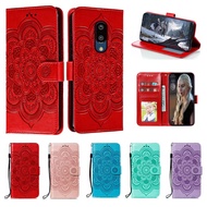Emboss Flower Leather Phone Case For Sharp Aquos Zero 2 Zero2 Datura Wallet Flip Book Case Cover Fun
