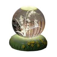 Night Light Decoration Usb Powered Glowing Sphere 3d Flower Crystal Ball Night Light Usb Glowing Lam